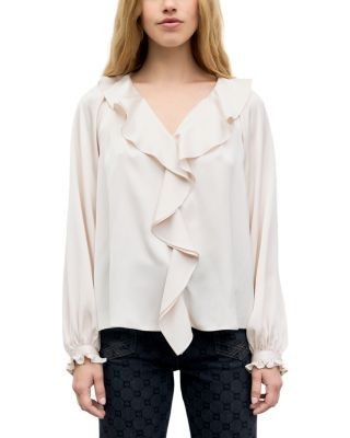 Gerard Darel Lori Ruffle Neck Long Sleeve Blouse