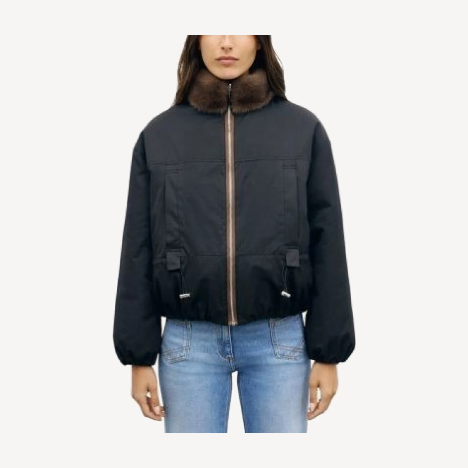 Gerard Darel Aurora Faux Fur Trim Jacket