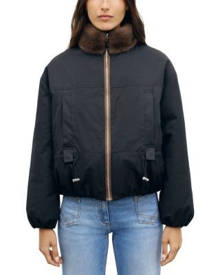 Gerard Darel Aurora Faux Fur Trim Jacket