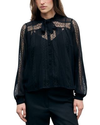 Gerard Darel Lulu Pleated Lace Blouse