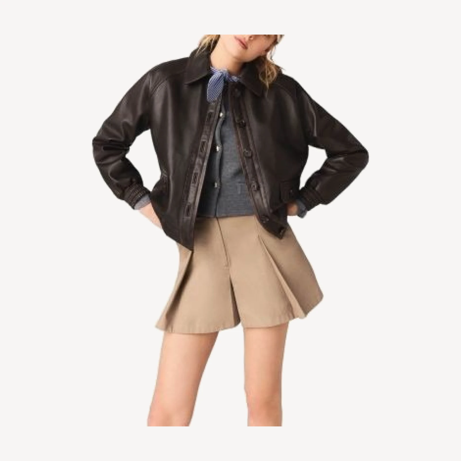 Maje Cropped Leather Jacket