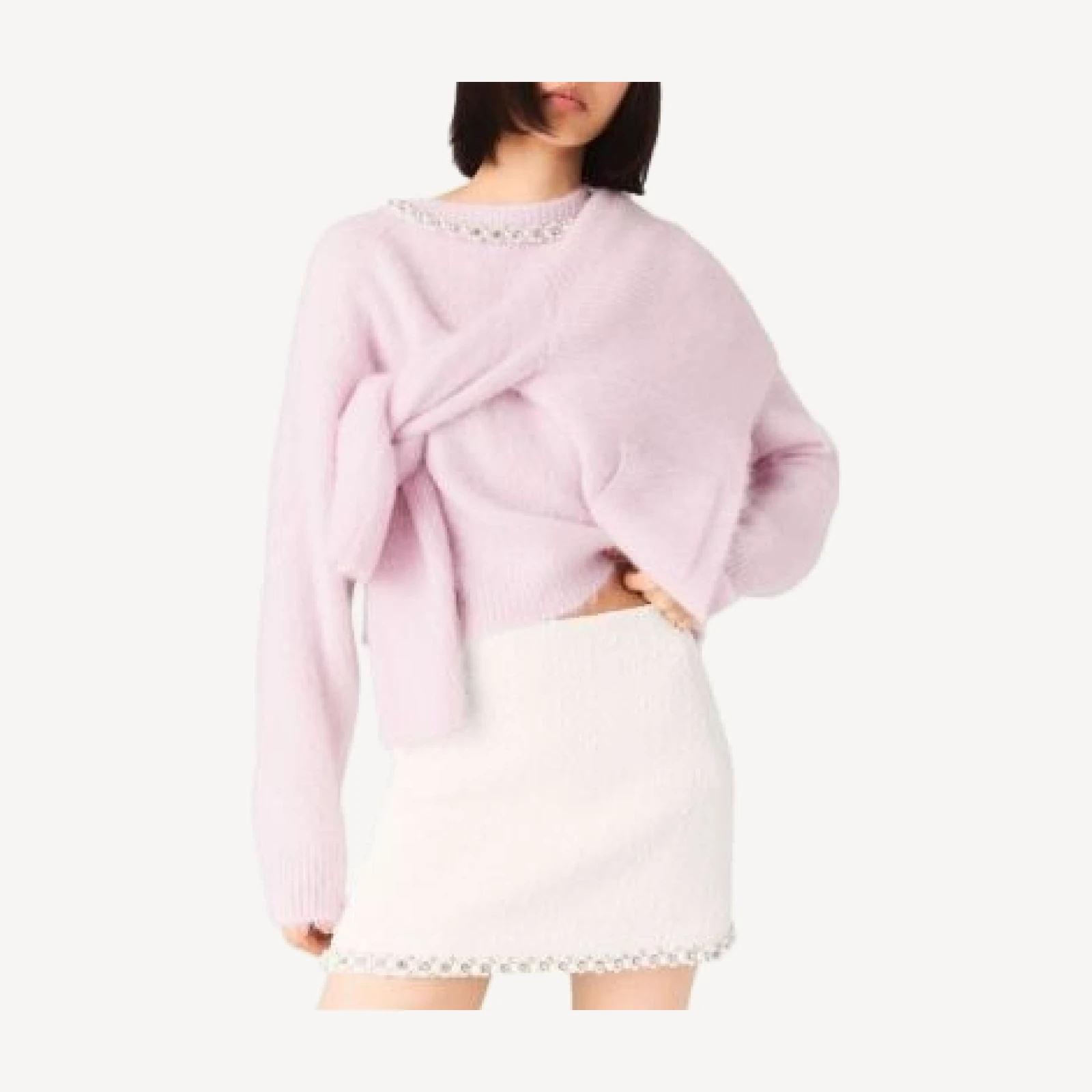 Maje Pearl Trim Tweed Skirt