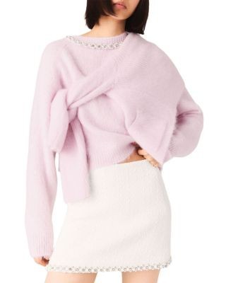 Maje Pearl Trim Tweed Skirt
