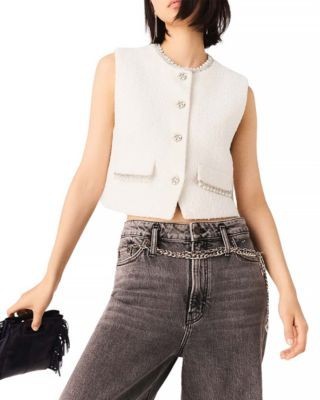 Maje Beaded Tweed Vest