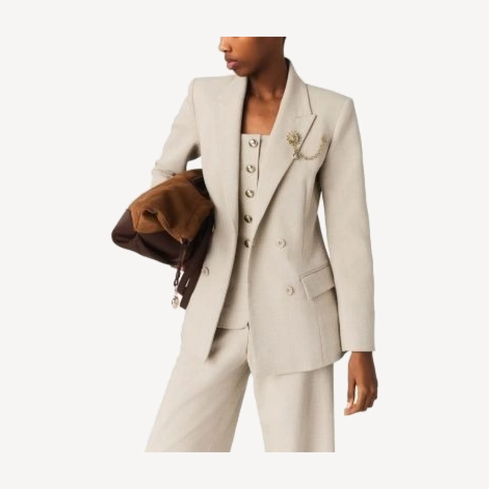 Maje Suit Jacket with Brooch