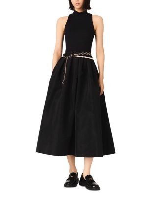 Maje Mixed Media Taffeta Dress