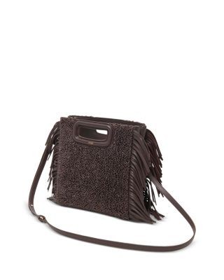 Maje Boucle Effect Fringed Shoulder Bag