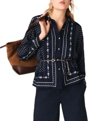 Maje Chain Belt Bandana Print Shirt