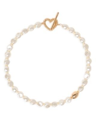 Maje Imitation Pearl Choker Necklace, 15.7