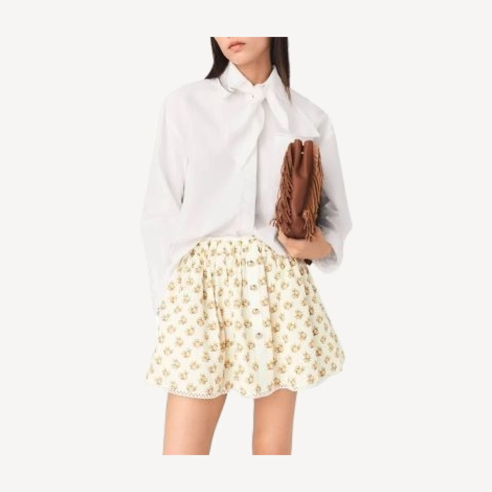 Maje Printed Rickrack Trim Skirt