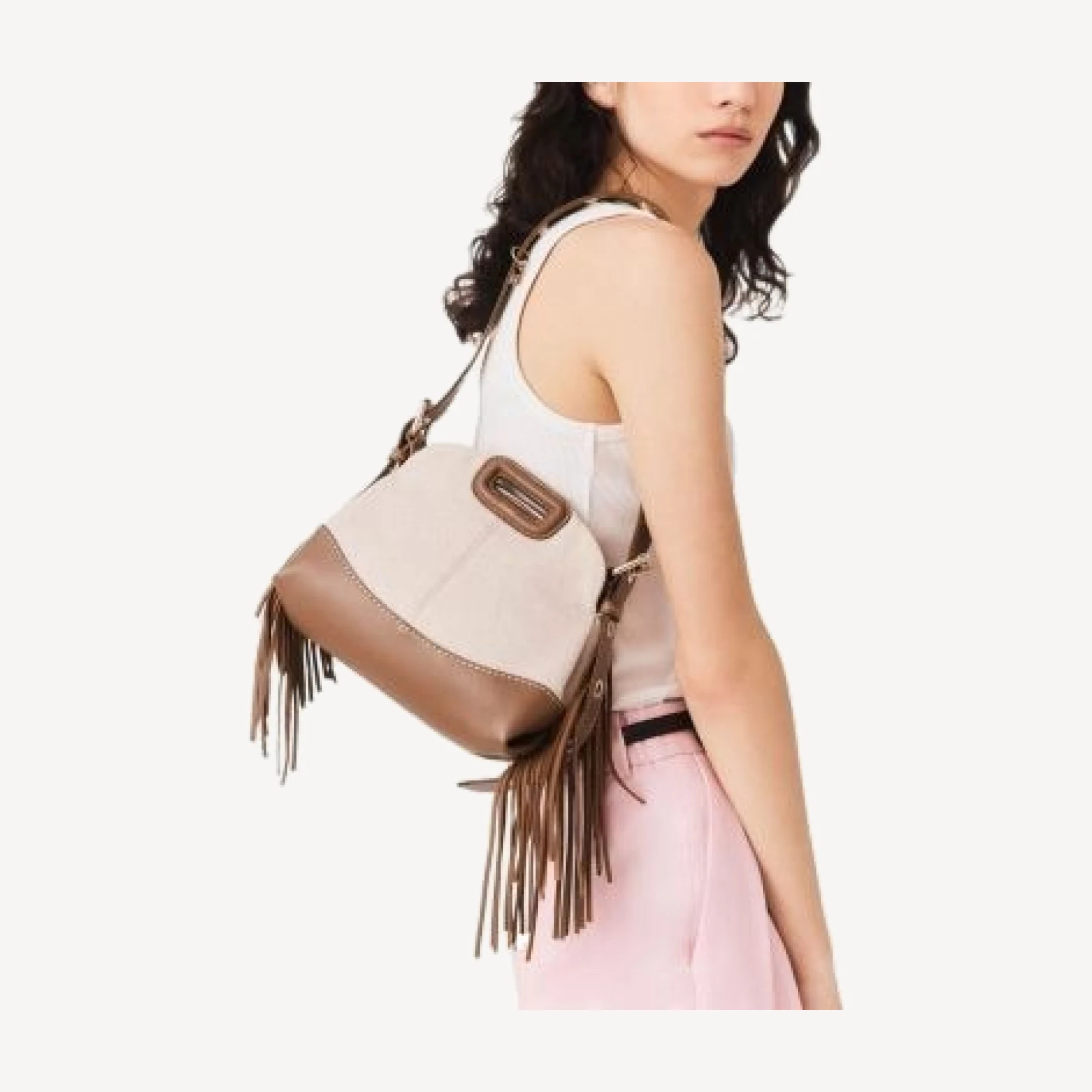 Maje Miss M Mini Canvas & Leather Crossbody Bag
