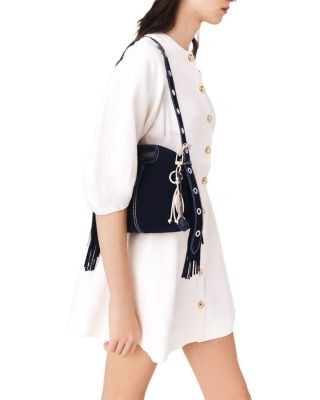 Maje Miss M Mini Topstitched Suede Handbag