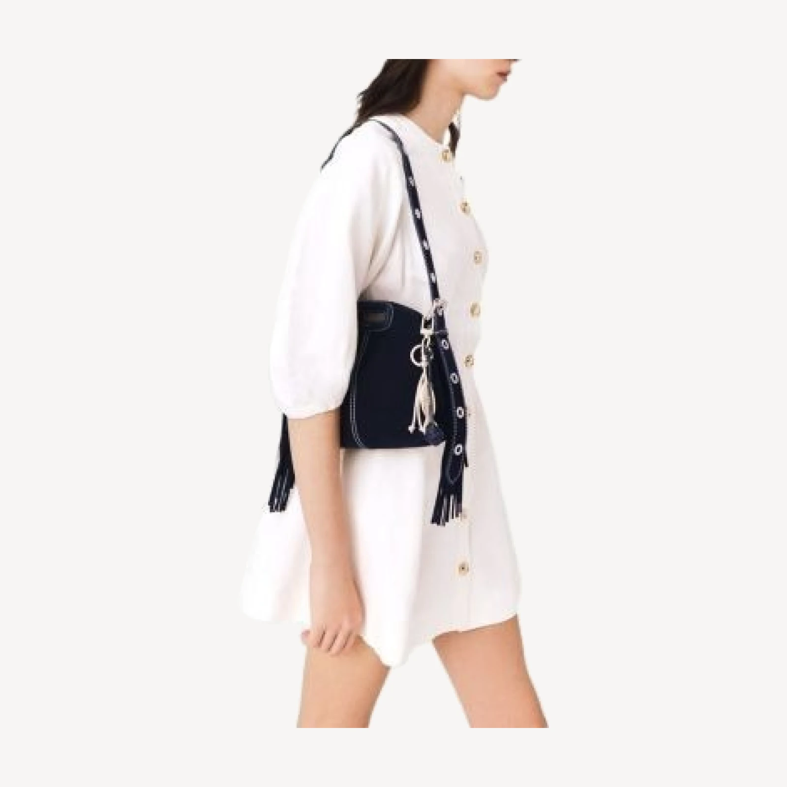 Maje Miss M Mini Topstitched Suede Handbag