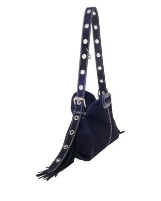 Maje Miss M Mini Topstitched Suede Handbag