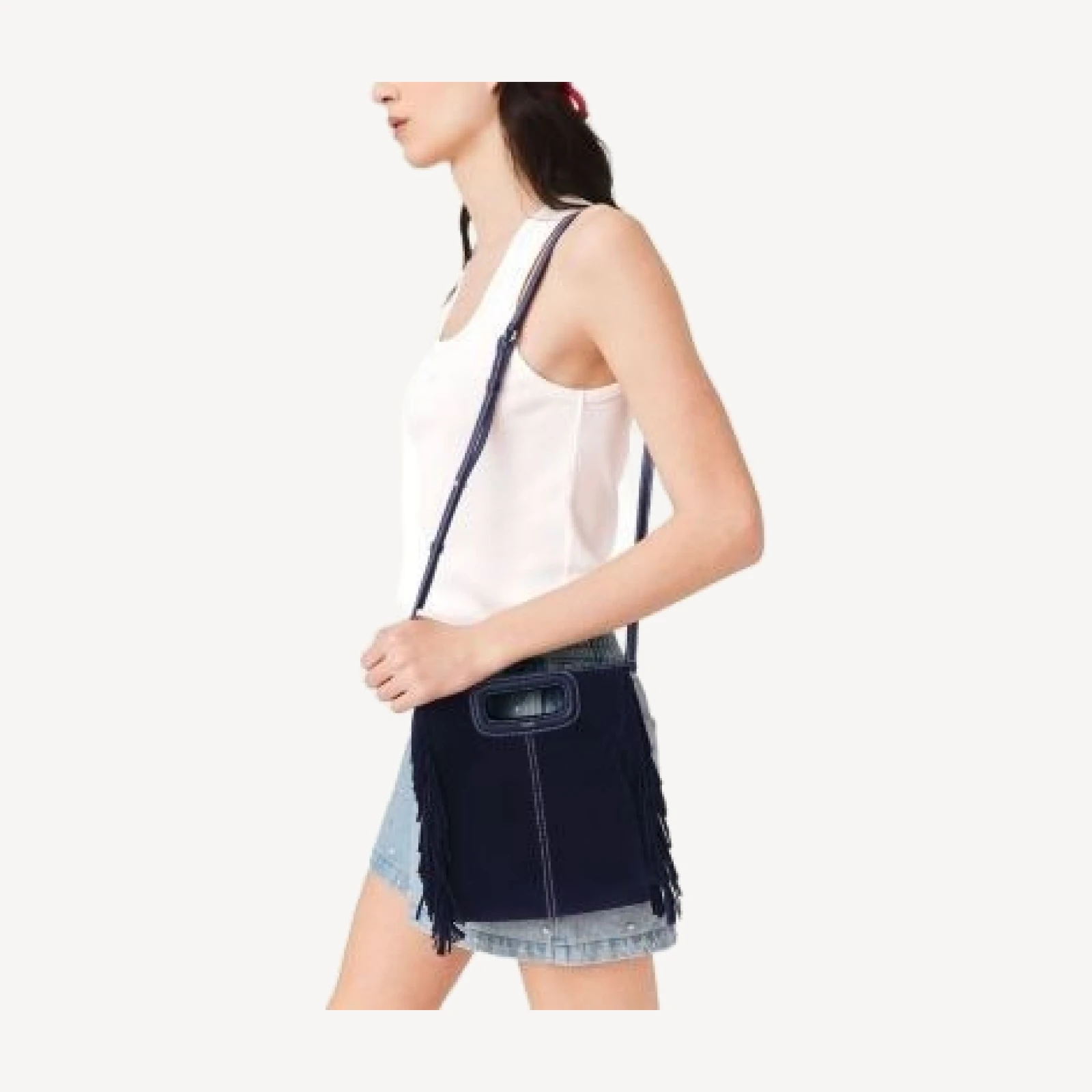 Maje M Stitched Suede Crossbody Bag