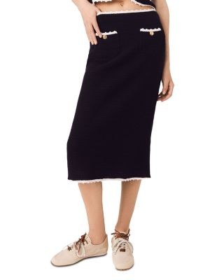 Maje Japal Crochet Trim Midi Skirt