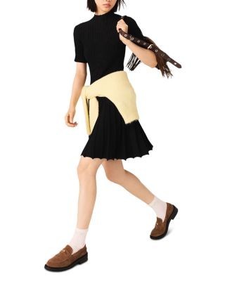 Maje Raffina Ribbed Split Sleeve Dress