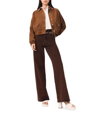 Maje Pantinbrown Mid Rise Bootcut Jeans in Brown
