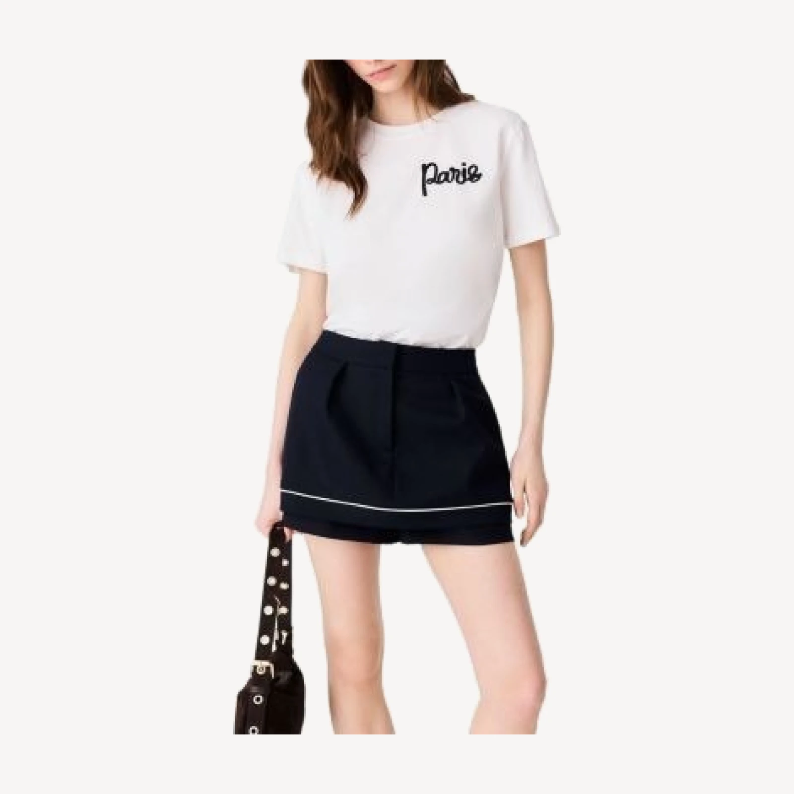 Maje Tilt Cotton Paris Embroidered Tee