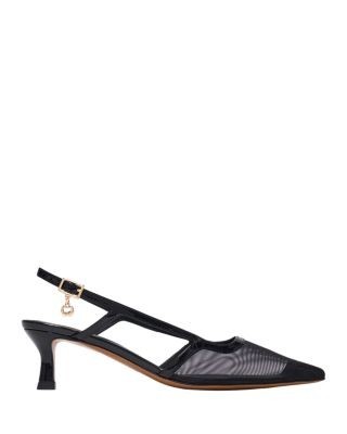 Maje Women's Leather Mesh Slingback Pumps