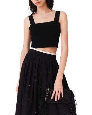 Maje Maclyna Cropped Wide Strap Square Neck Top