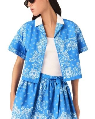 Maje Contrast Collar Printed Shirt