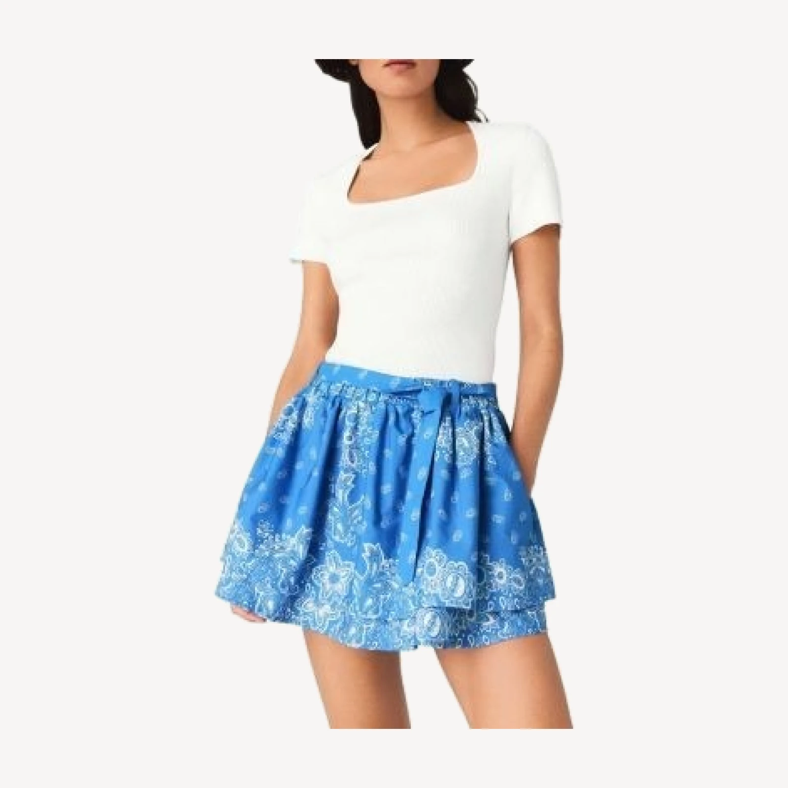 Maje Printed Ruffled Skirt