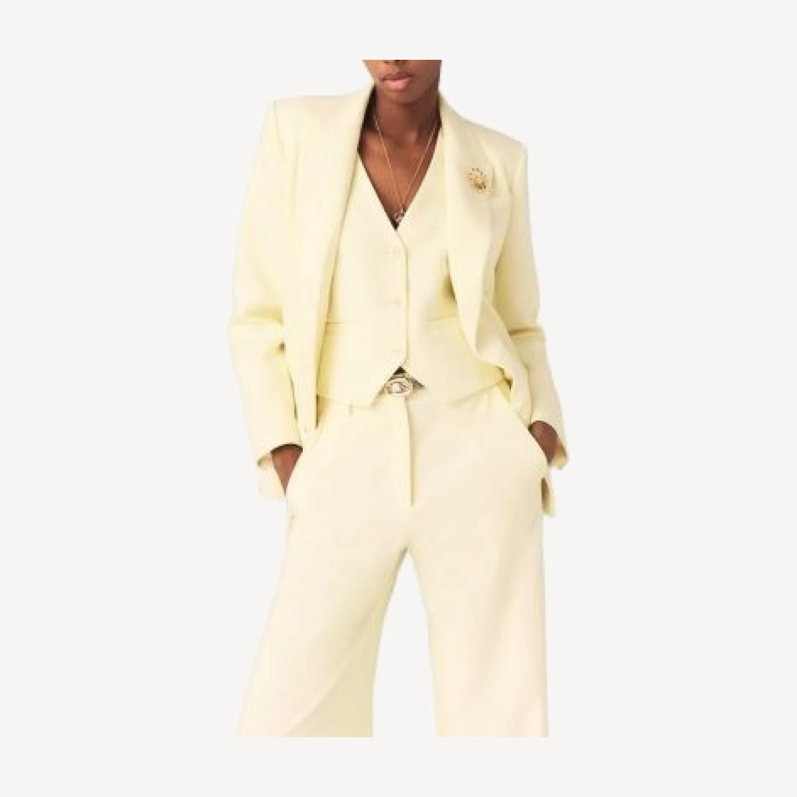 Maje Vilellow Double Breasted Suit Jacket