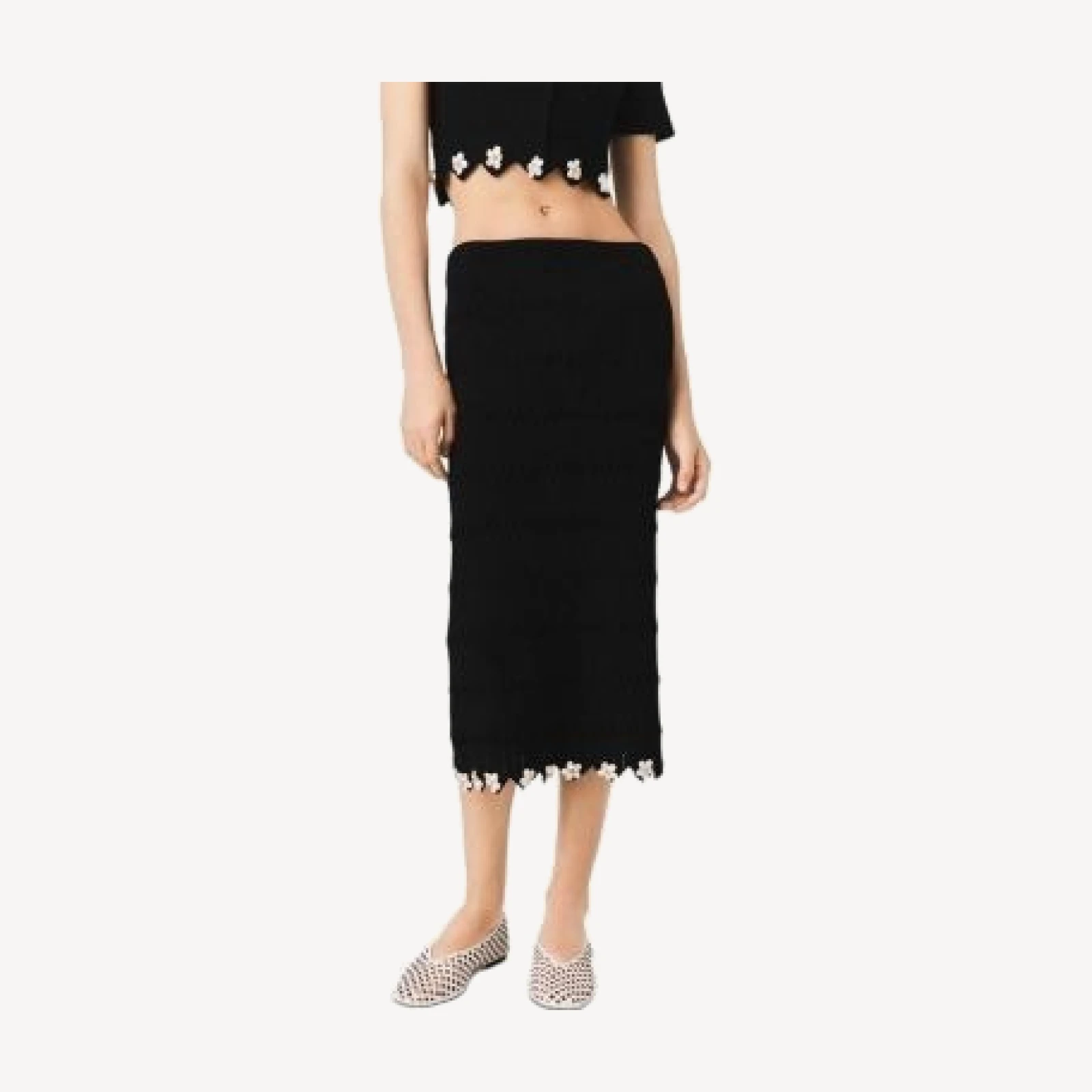 Maje Jipearl Jeweled Flowers Knit Skirt