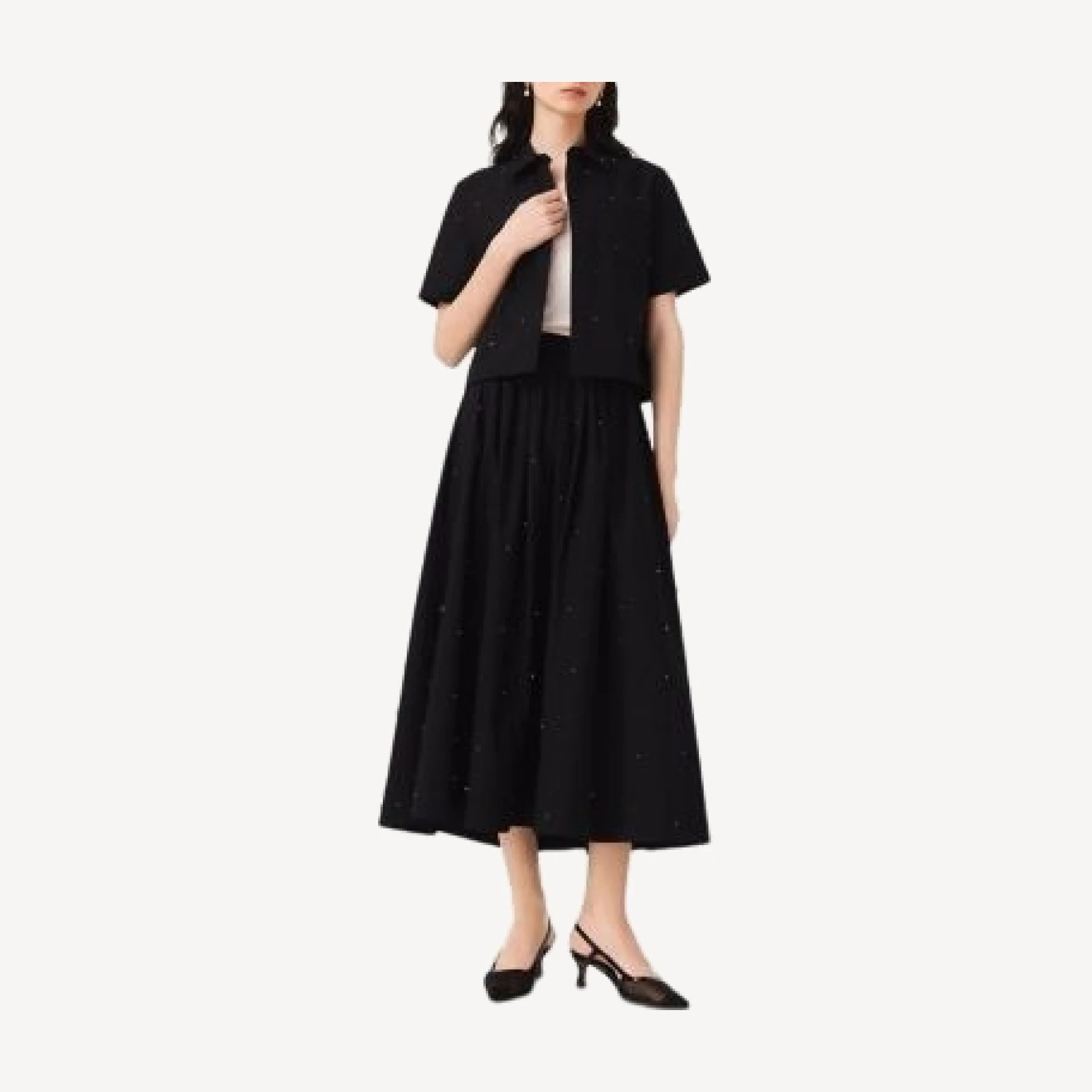 Maje Embellished Flared Midi Skirt