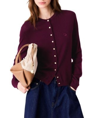 Maje Wool Round Neck Cardigan Sweater