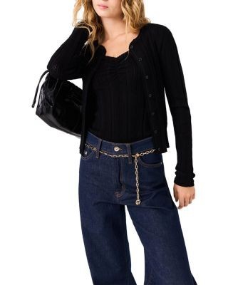 Maje Pointelle Knit Cardigan