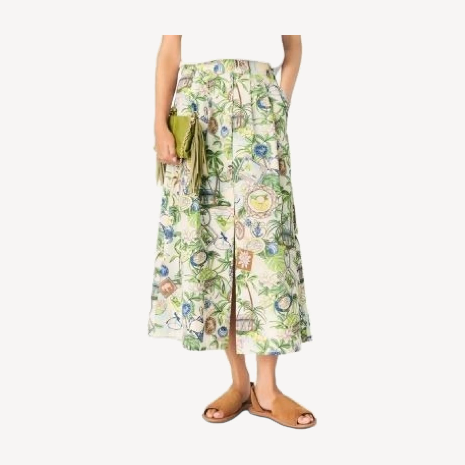 Maje Printed Maxi Skirt with Shorts