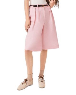 Maje Pleated Linen Blend Bermuda Shorts