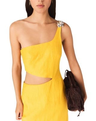 Maje Asymmetric Linen Blend Dress