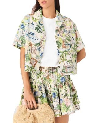 Maje Patterned Cropped Shirt
