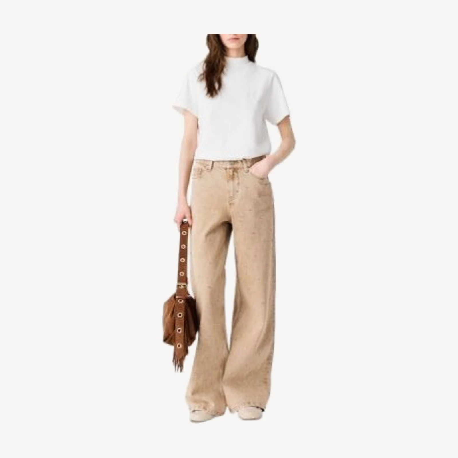 Maje Ticloud Cotton High Neck Tee