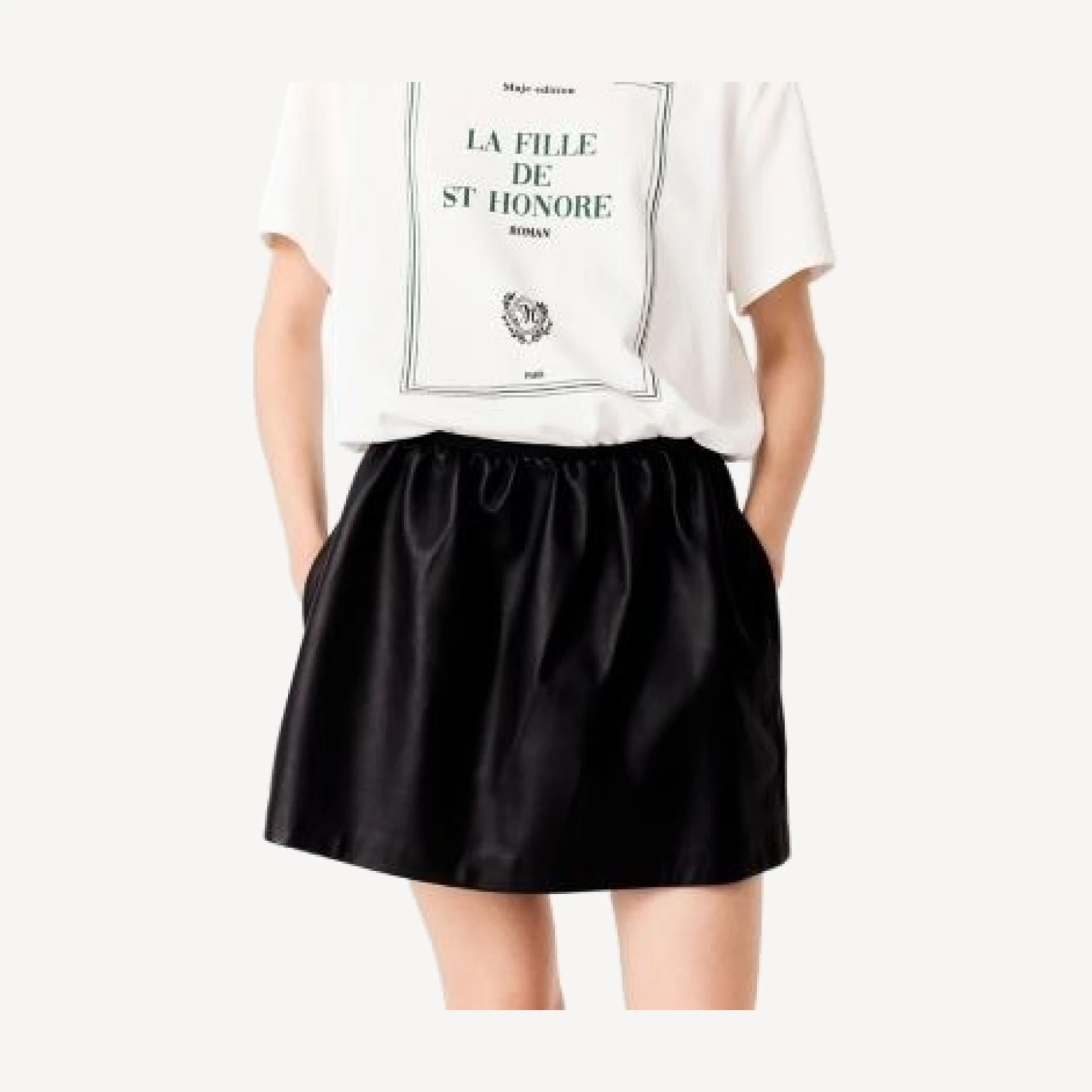 Maje Jozeblack Short Leather Skirt
