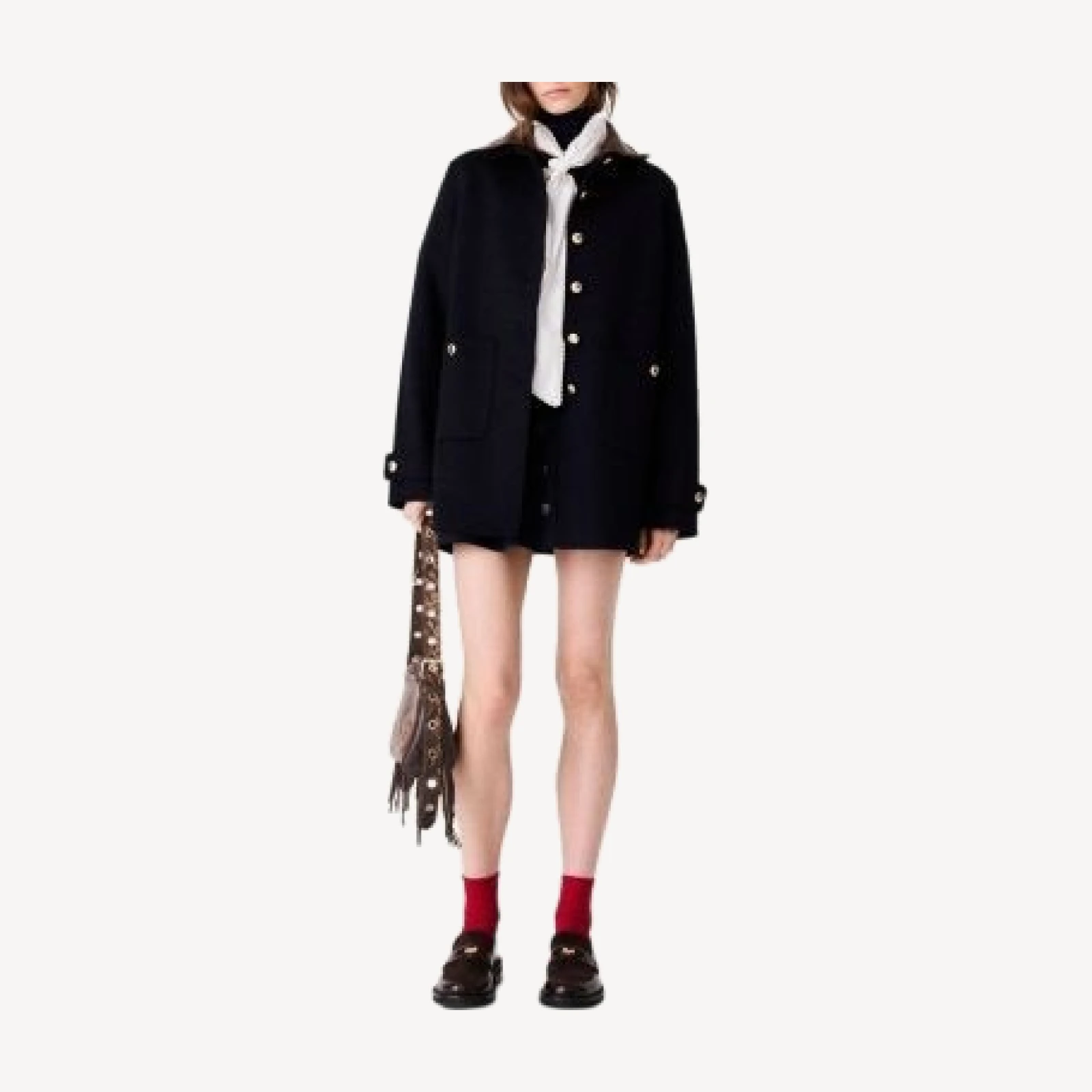 Maje Gedeus Wool Blend Double Faced Car Coat