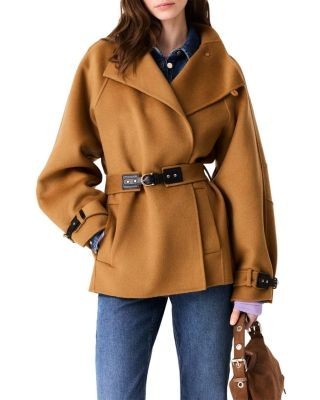 Maje Wool Blend Belted Coat
