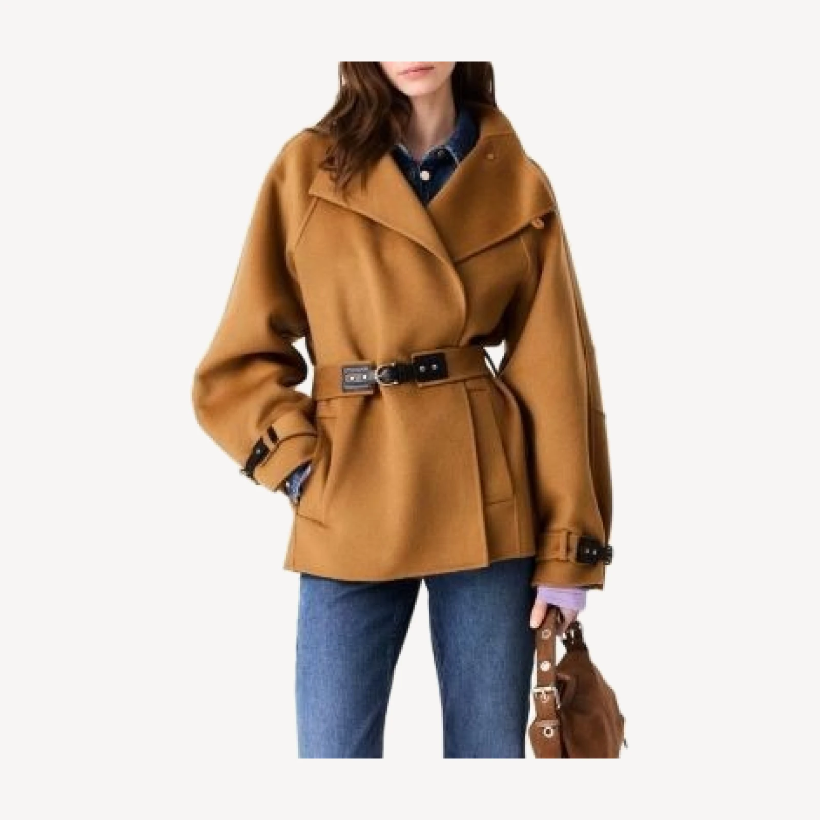 Maje Wool Blend Belted Coat