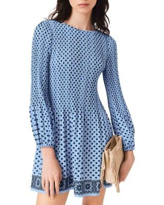 Maje Patterned Pleated Mini Dress
