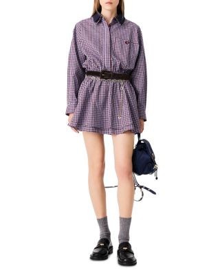 Maje Ritilona Cotton Check Rhinestone Dress