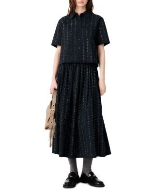 Maje Carius Cotton Blend Embellished Shirt