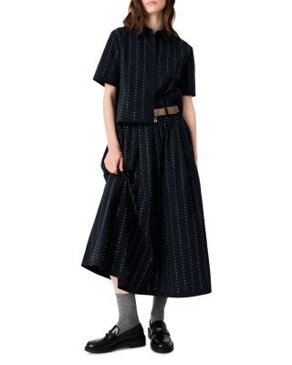 Maje Jarius Rhinestone Trim Midi Skirt