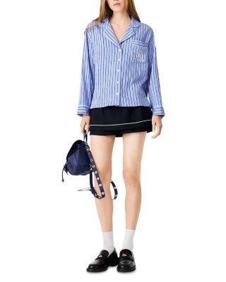 Maje Cyjama Crinkled Button Front Shirt