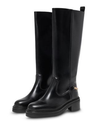 Maje Women's Leather Chain Knee High Boots