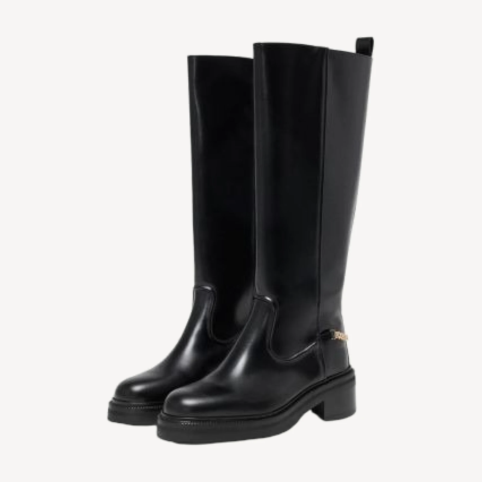 Maje Women's Leather Chain Knee High Boots