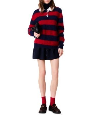 Maje Muffly Wool Blend Collared Sweater