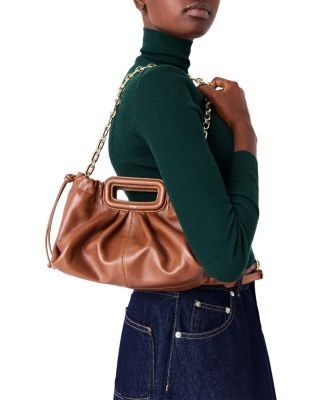 Maje Milpli Pleated Leather Crossbody Pouch